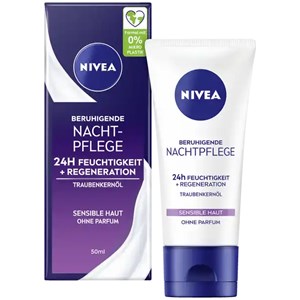 كريم ليلي مهدّئ للبشرة الحساسة – نيفيا / NIVEA Essentials Soothing Night Cream 🌙🌿 كريم ليلي يهدّئ البشرة الحساسة ويرطّبها بعمق أثناء النوم، يساعد على تقليل الاحمرار والشدّ والجفاف، ويعيد توازن الرطوبة الطبيعية. الحجم: 50 مل بلد الصنع: ألمانيا 🇩🇪